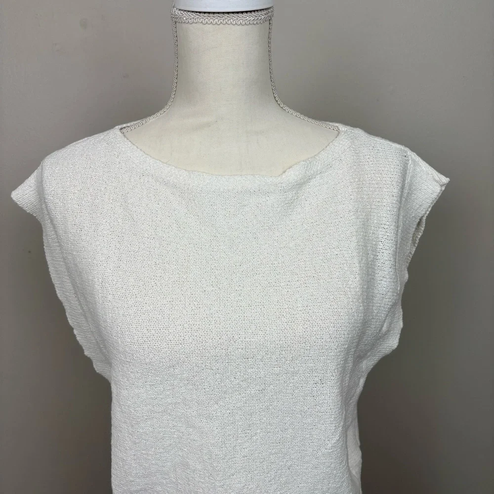Ann Taylor Factory Top Womens Med White Breathable Lightweight Blouse Sweater - Picture 2 of 11